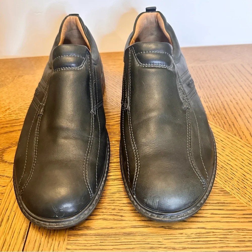 Ecco‎ Mens Loafers Shoes Sz 45 US 11 Black Light Shock Point Slip On Loafers EUC